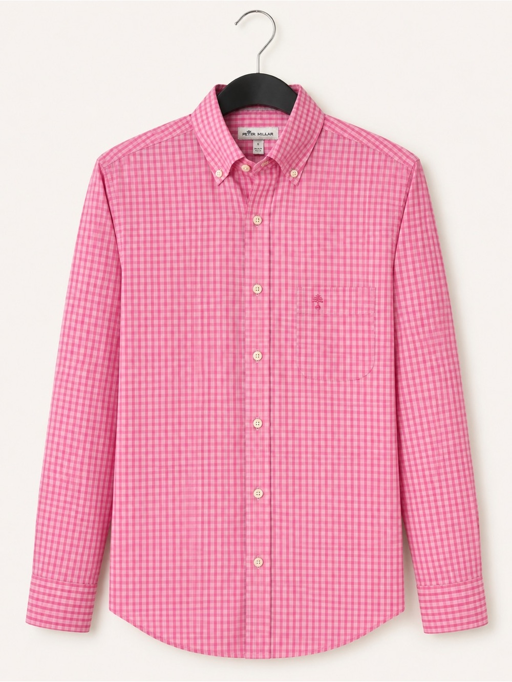 Peter Millar Pink Gingham Button Down Shirt Pinehurst Resort Logo Spring 2019
